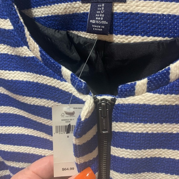 Gap blue/white stripe zip up blazer. Sz 8 with tags - Picture 4 of 6